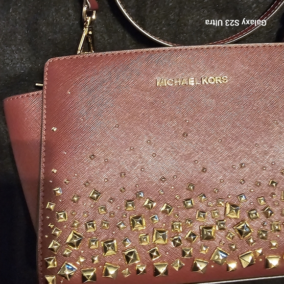 Michael Kors Maroon Selma Saffiano Leather Crossbody Bag - Picture 15 of 16